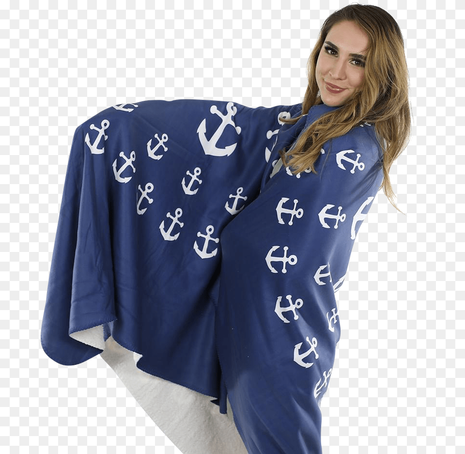 Anchor Pinwheel Fleece Blanket Blanket, Adult, Person, Gown, Formal Wear Png