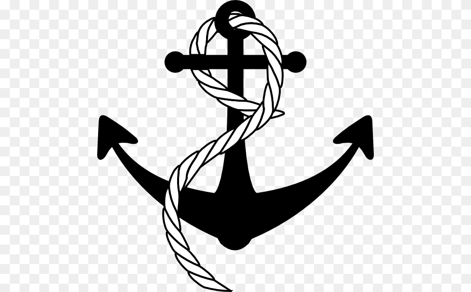 Anchor With Rope Clip Art, Electronics, Hardware, Hook, Head Free Png Download