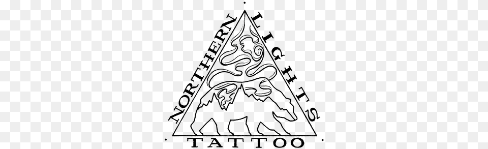 Anchorage Tattoo Alaska Tattoo Northern Lights Tattoo Northern Lights Black Amp White Tattoo, Triangle Free Transparent Png