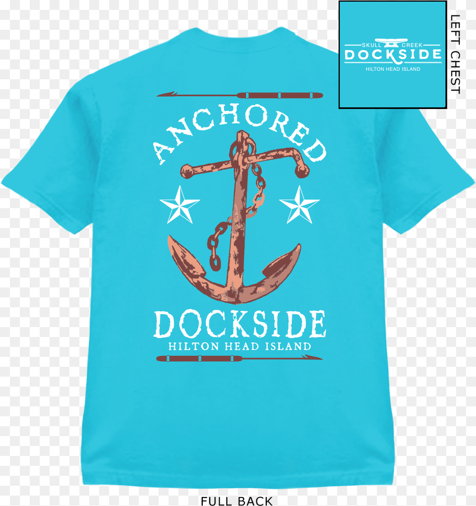 Anchored T Shirt Lagoon Blue Shark T Shirt Bar, Clothing, Electronics, Hardware, T-shirt Free Png Download