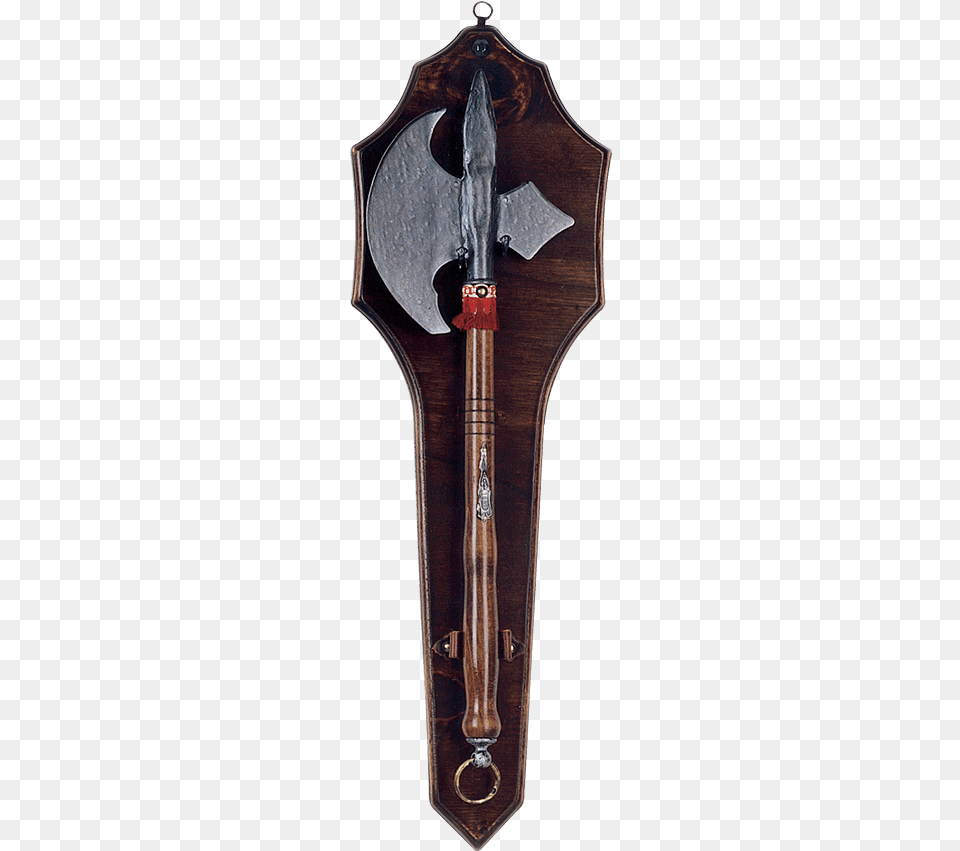 Ancient Armoury Medieval Axe With Display Plaque Firearm, Weapon, Device, Tool, Spear Png Image