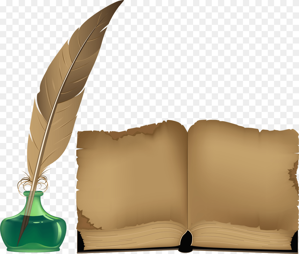 Ancient Book And Inkwell Clipart Old Book, Bottle, Text, Ink Bottle Png