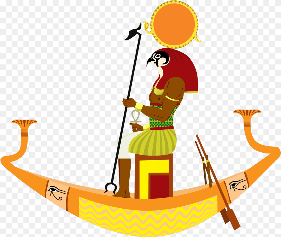 Ancient Egypt Clip Art Ra Egyptian God Boat, Person, Transportation, Vehicle, Clothing Free Transparent Png