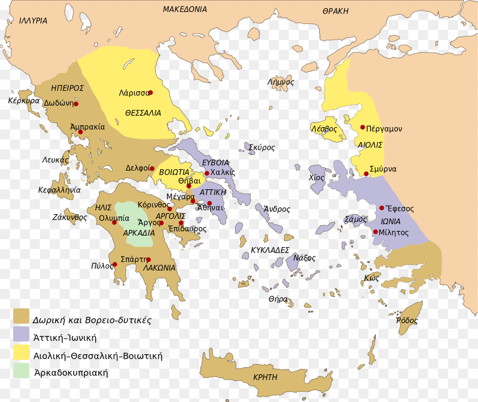 Ancient Greek Dialects Grc Map Of Ancient Greece 400 Bc, Chart, Plot, Atlas, Diagram Free Png Download