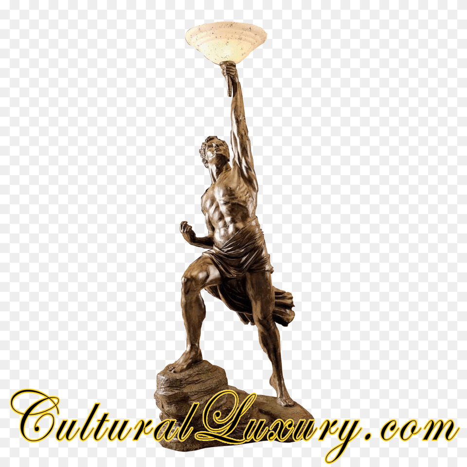 Ancient Greek Hero Prometheus Sculptural Floor Lamp, Bronze, Adult, Male, Man Free Png Download