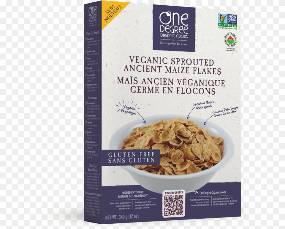 Ancient Maize Flakes One Degree Veganic Sprouted Ancient Maize Flakes, Bowl, Food, Advertisement, Qr Code Free Png