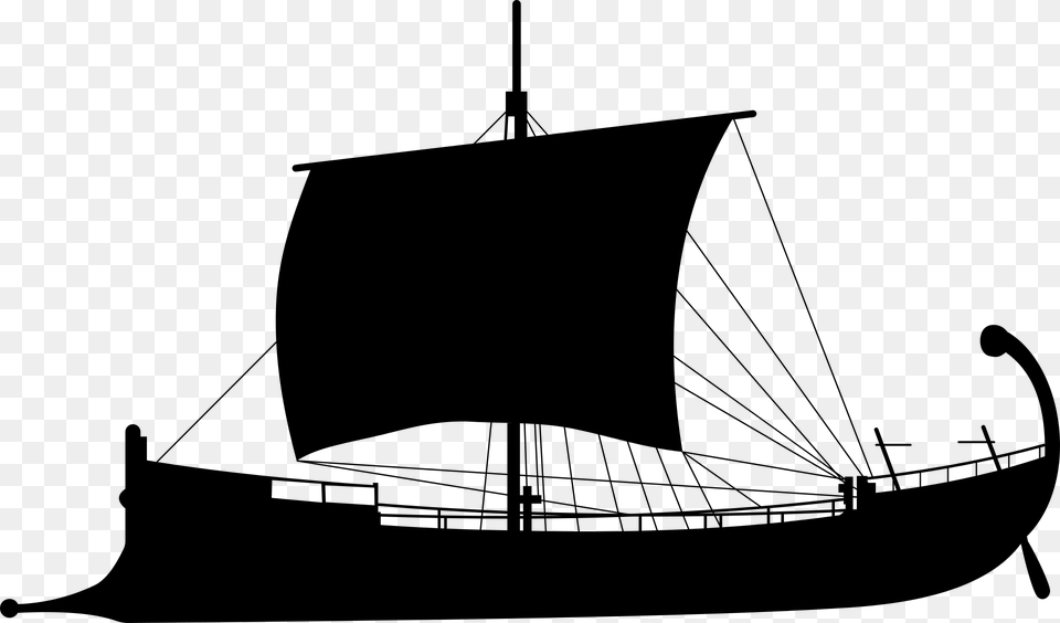 Ancient Ship Silhouette Antiquity Sailing Boat Ancient Greek Ship Silhouette, Gray Free Png