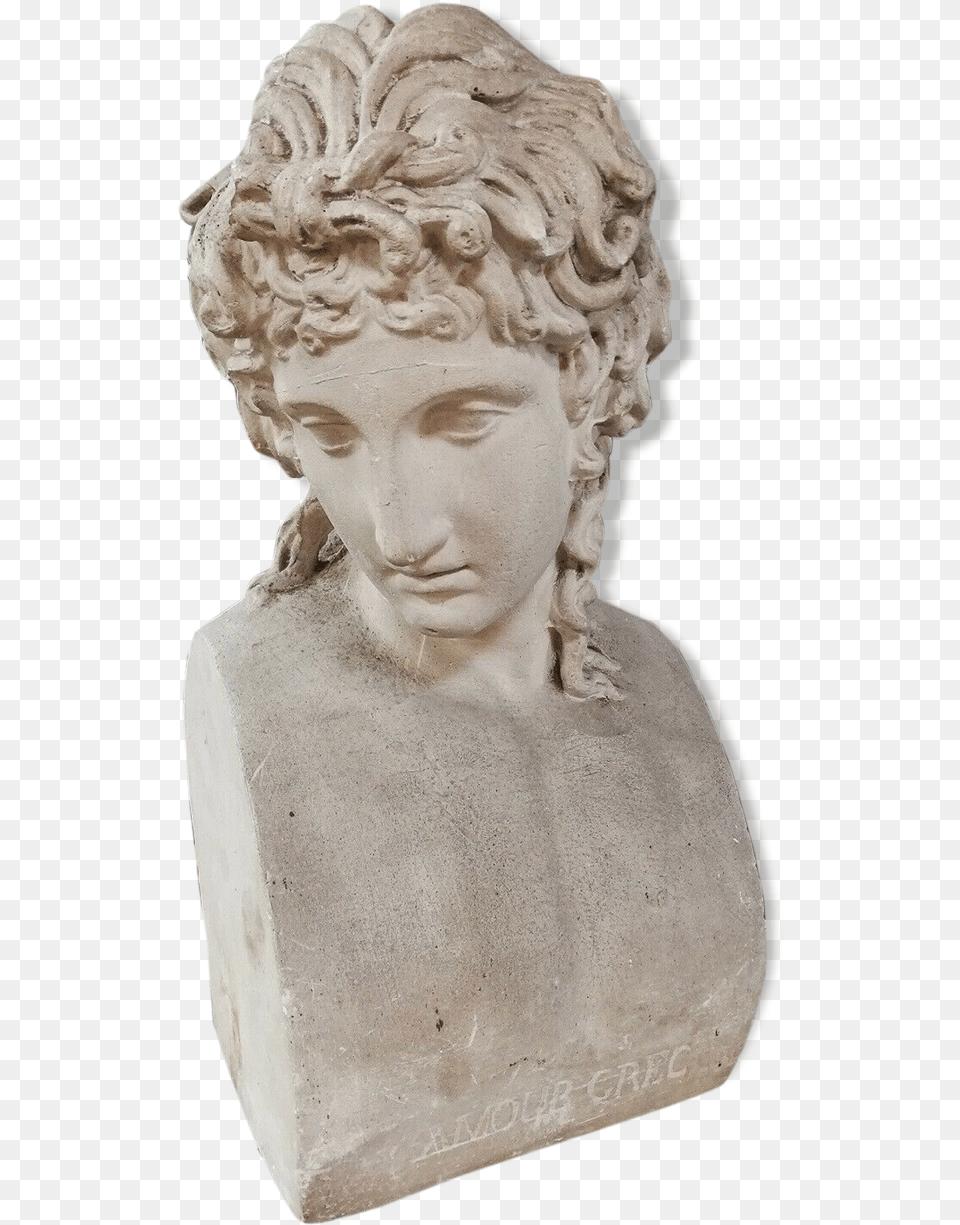 Ancient Statue Sculpture Bust Divinity Love Greek Deco Buste Grec Antique Statue, Adult, Art, Male, Man Free Png
