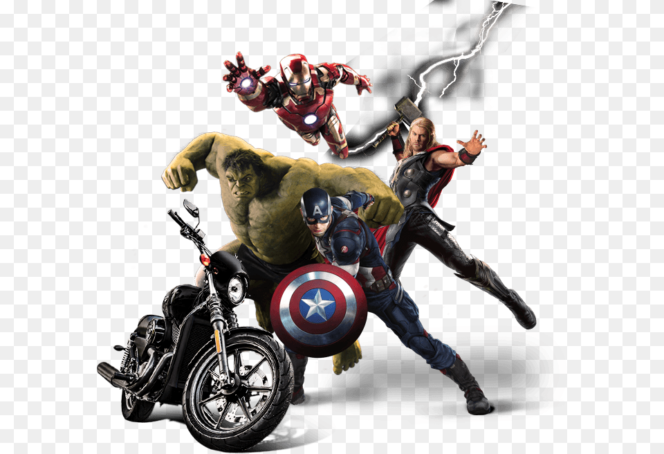 And Avengers Large Harley Davidson, Adult, Person, Man, Male Free Png