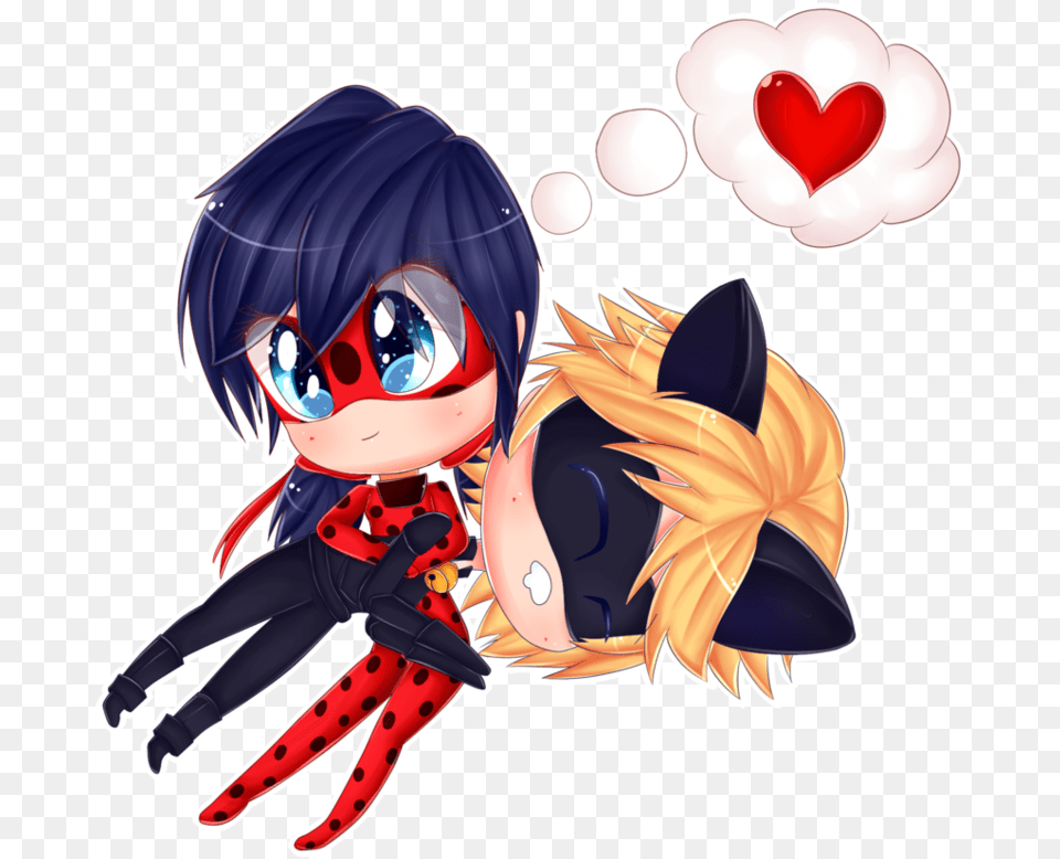 And Chat Noir By Black Chibi Ladybug And Cat Noir, Book, Comics, Publication, Baby Free Transparent Png