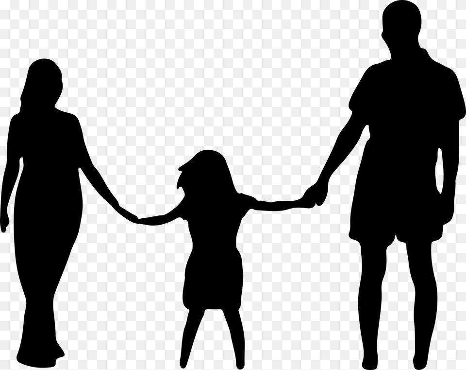 And Children Silhouette At Getdrawings Com Father Mother Daughter Clipart, Gray Free Png Download