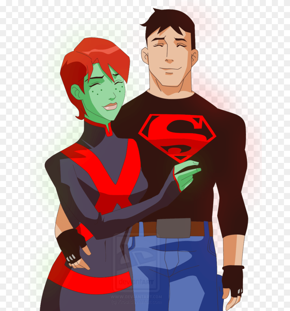 And Conner Superboy And Miss Martian The Martian Superboy And M Gann Fanart, Art, Graphics, Adult, Man Free Png