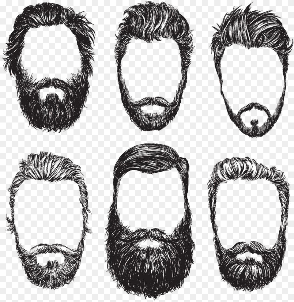And Illustration Vector Black White Beard Stock Clipart Outline Of A Beard, Face, Head, Person, Mustache Free Png Download