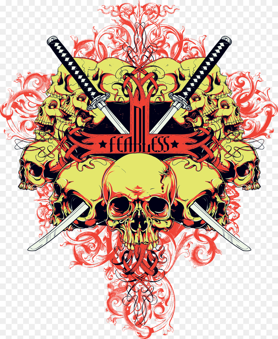 And Illustrator Skull T Shirt Sword Adobe Clipart T Shirt, Samurai, Person, Art, Adult Png Image