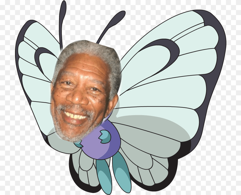 And Morgan Freeman Pokemon Butterfree Outline, Head, Portrait, Photography, Face Free Png