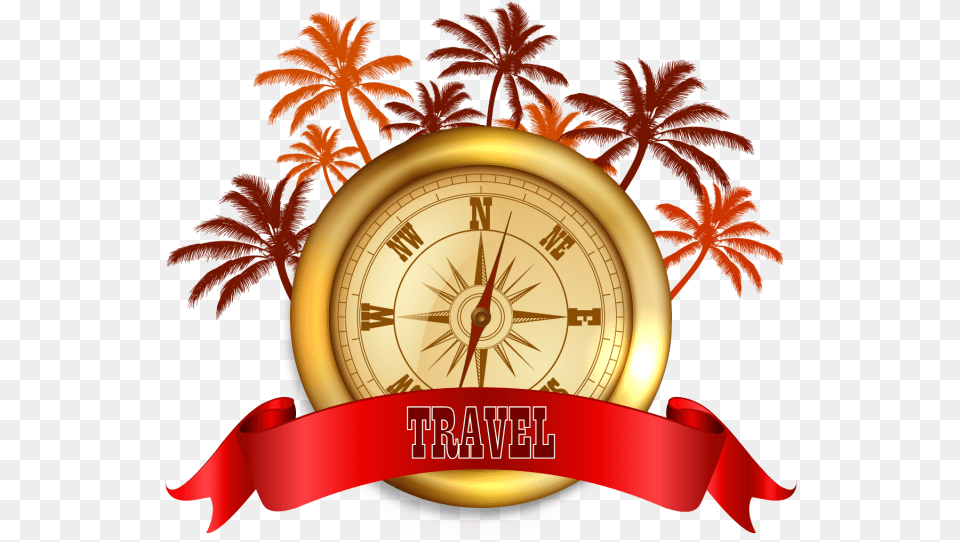 And Palm Trees Travel Vector Maleta De Viaje Vectorial, Leaf, Plant, Compass, Dynamite Free Png Download