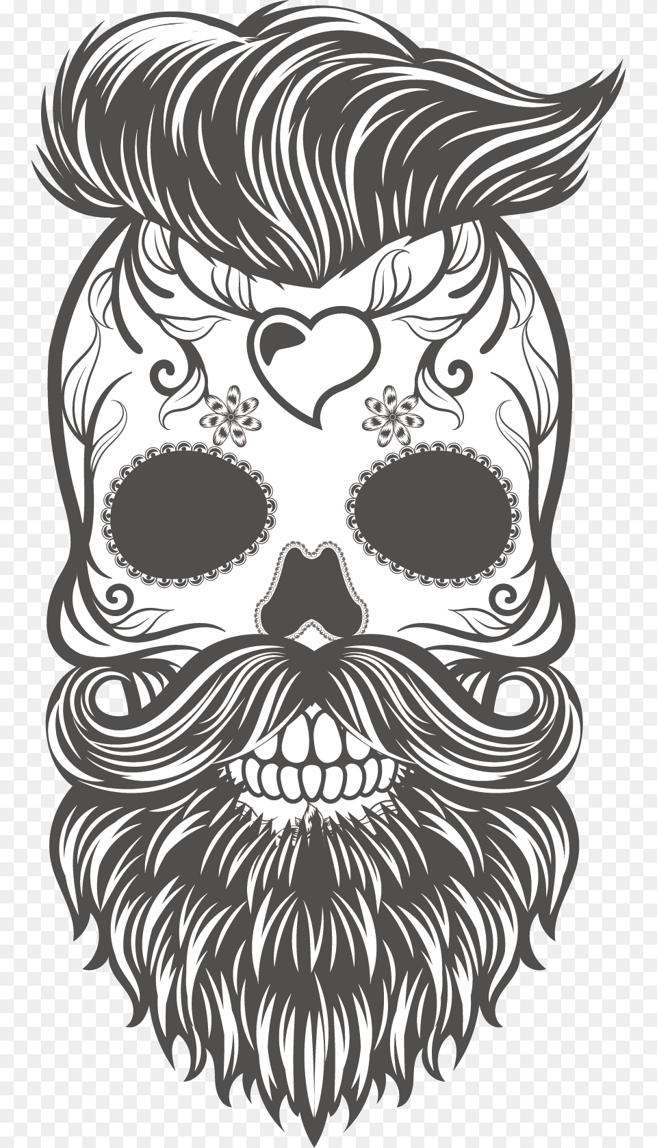 And Skull Painted Calavera Sticker Hand Vector Clipart Sugar Skull Beard, Art, Drawing, Baby, Person Free Transparent Png