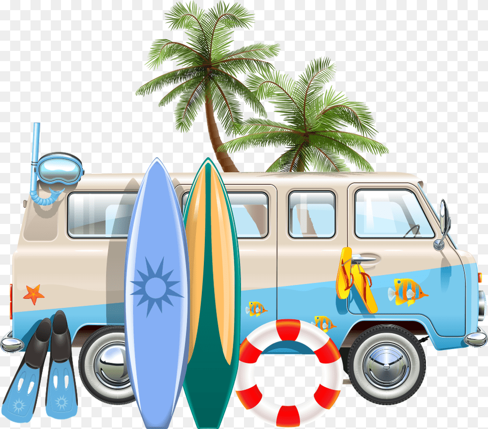 And Surfboard Car Illustration Euclidean Vector Stock Prancha De Surf, Sea Waves, Transportation, Vehicle, Sea Free Png Download