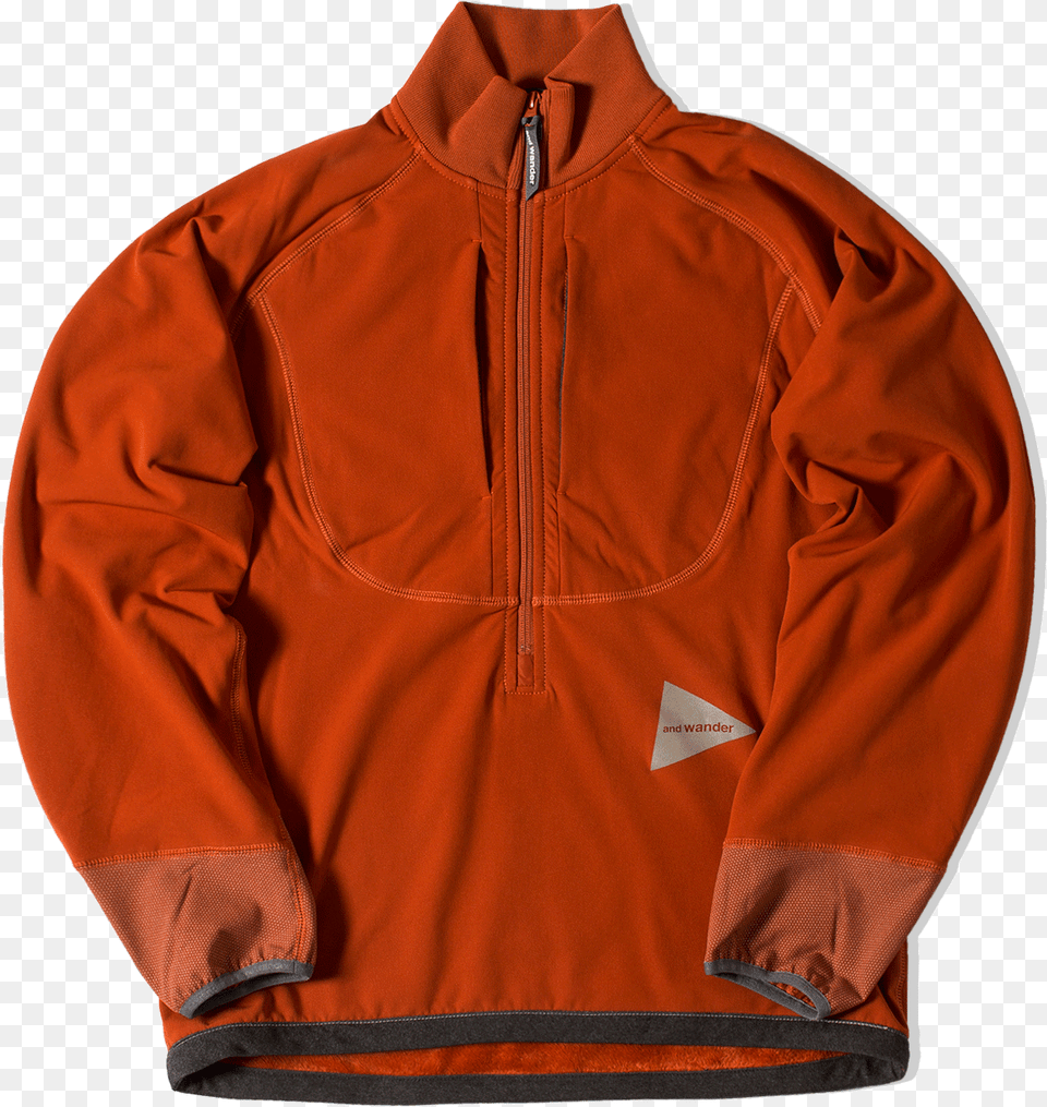 And Wander Sweaters Backside Shaggy Pullover Orange Aw93 Zipper, Clothing, Coat, Fleece, Jacket Free Png Download