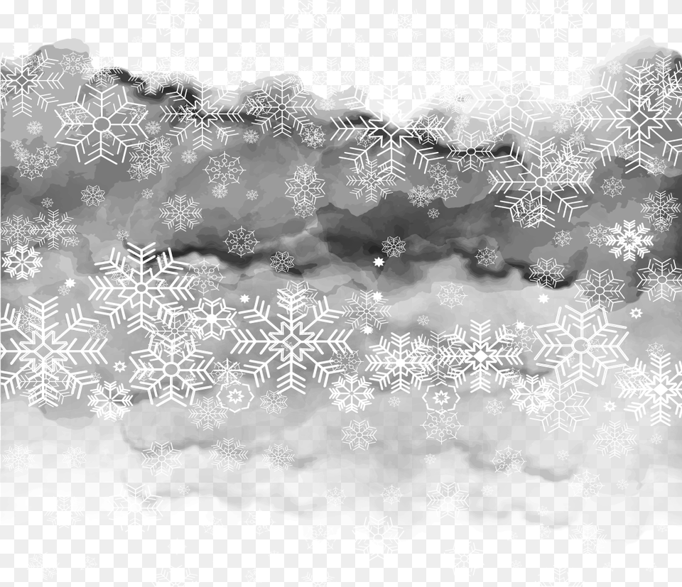 And White Painting Snowflake Snowflakes Motif Watercolor, Nature, Outdoors, Snow Free Transparent Png