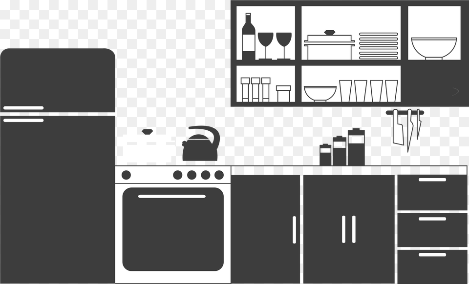 And Whiteinterior Modular Furniture Icons, Indoors, Kitchen, Device, Electrical Device Png