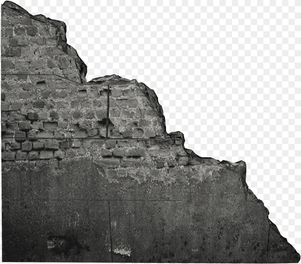 And Whitewallmonochrome Photographyhistoric Wallescarpmentc Broken Wall Transparent Background, Architecture, Brick, Building, Ruins Png