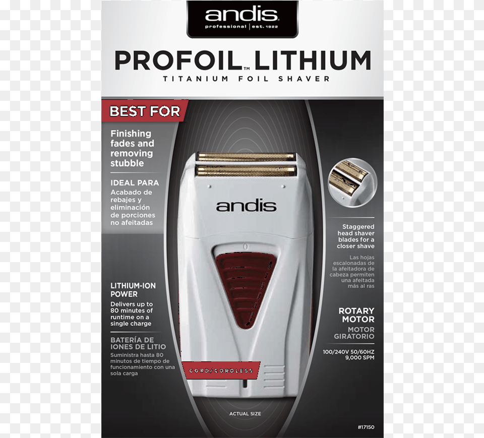 Andis Profoil Lithium Titanium Foil Shaver Andis Shaver, Advertisement, Weapon, Blade, Device Png Image