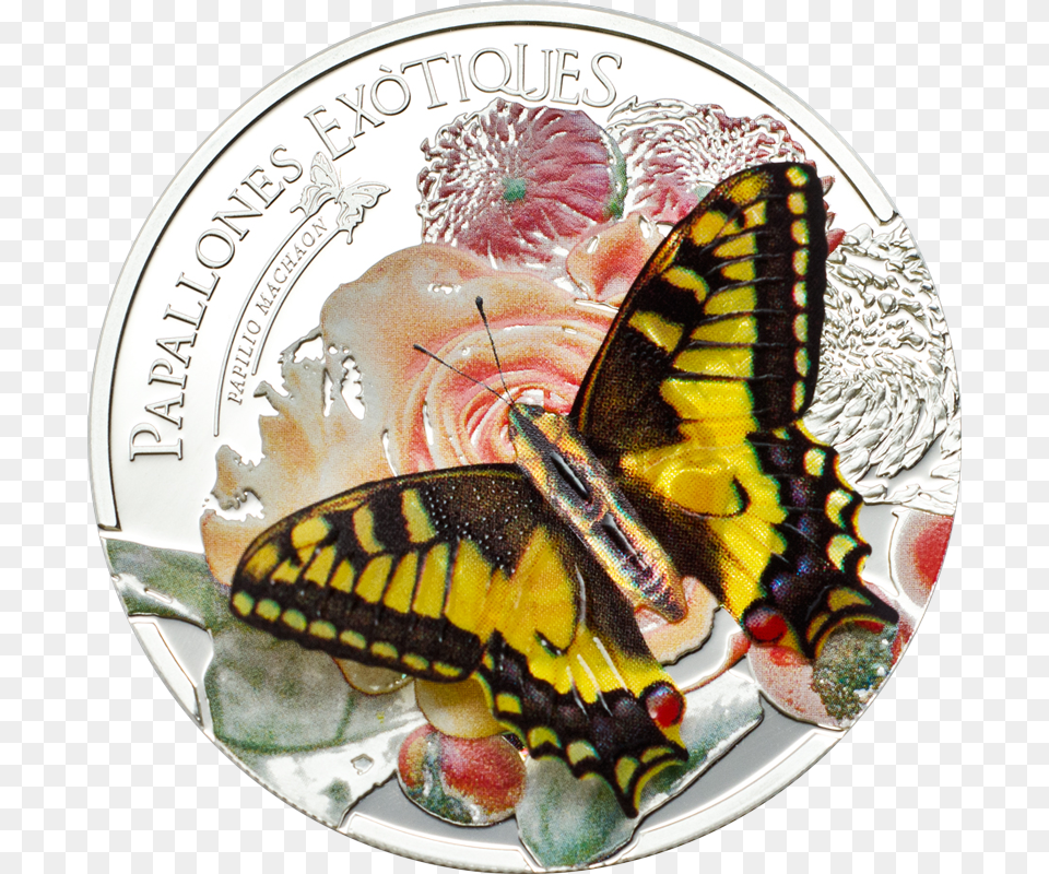 Andorra 2013 5 Diners Papilio Machaon Andorra 3d Butterfly Coin, Money, Plate Free Transparent Png