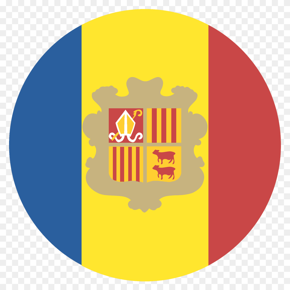 Andorra Flag Emoji Clipart, Badge, Logo, Symbol, Disk Free Png