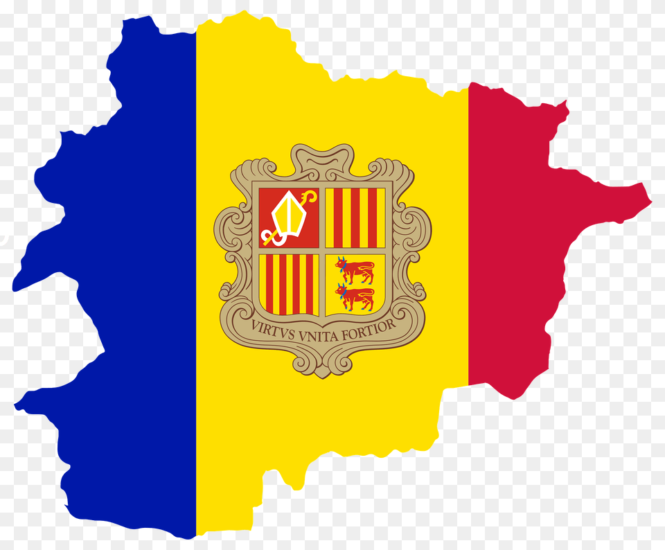 Andorra Map Flag Clipart, Logo, Badge, Symbol, Emblem Png Image