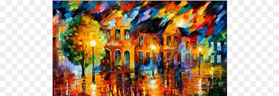Andp Oil Painting Bright Street Lights Landscape Paintings, Art, Modern Art Png