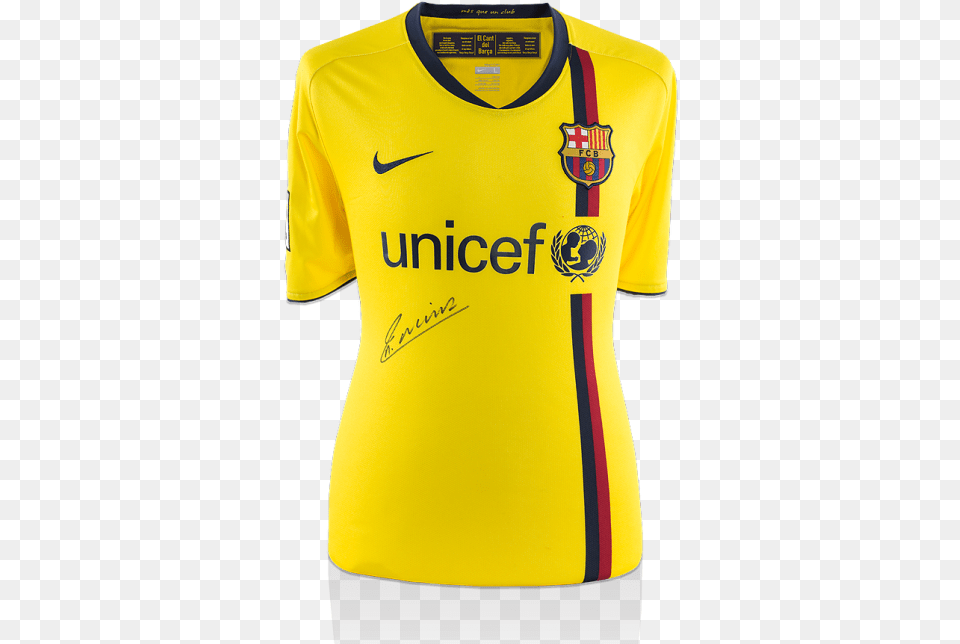 Andres Iniesta Front Signed Barcelona 2008 09 Away, Clothing, Shirt, Jersey, T-shirt Png Image