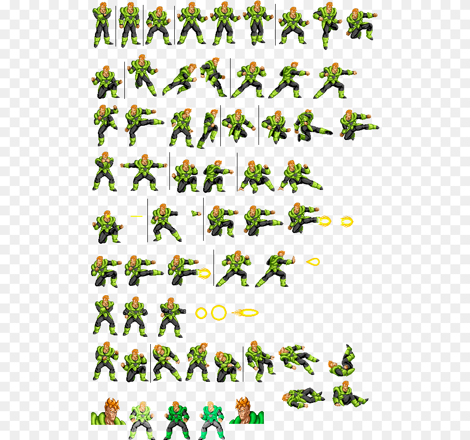 Android 16 By Belial Dbz Android 16 Sprites, Green, Person, Plant, Art Png