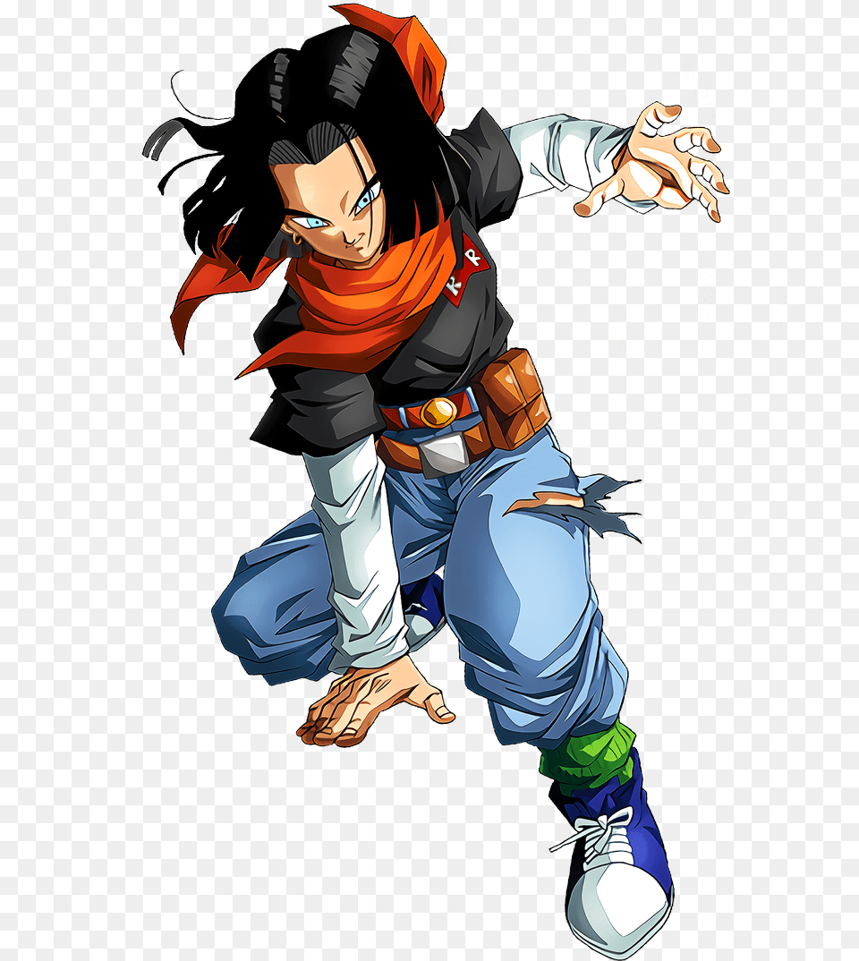 Android 17 Download Dragon Ball Friends T Shirt, Book, Comics, Publication, Person Png