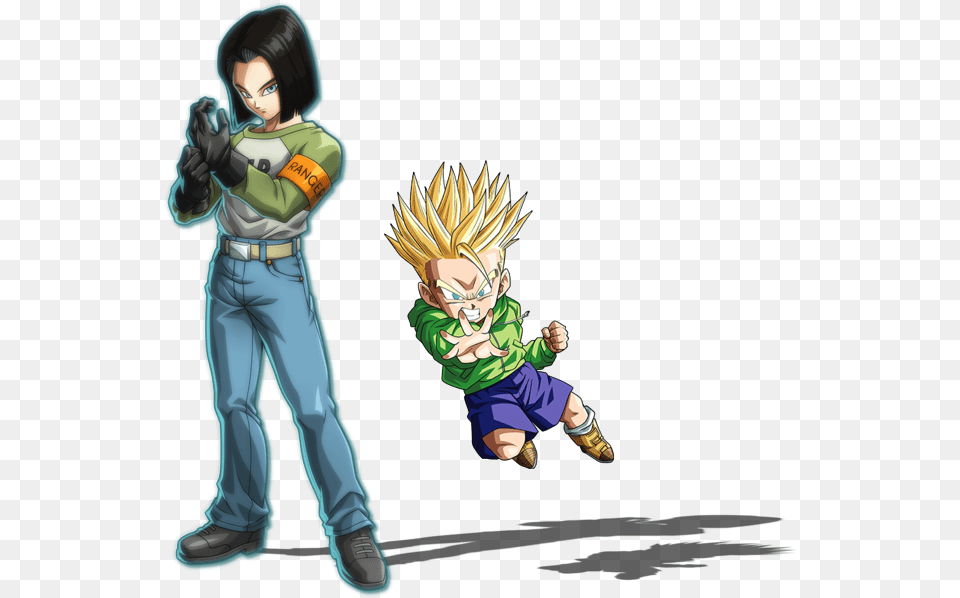 Android 17 Vs Kid Trunks Dragon Ball Fighterz Android 17, Publication, Book, Comics, Child Png Image