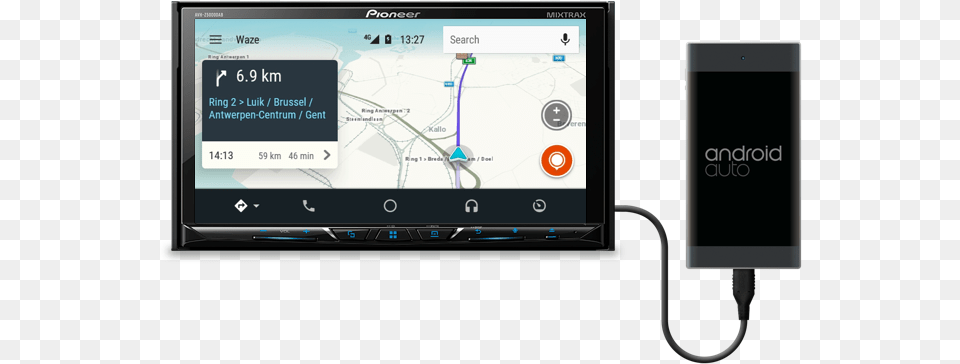 Android Auto Is The Preferred Way To Use Waze Pioneer Waze, Electronics, Computer Hardware, Hardware, Monitor Free Png
