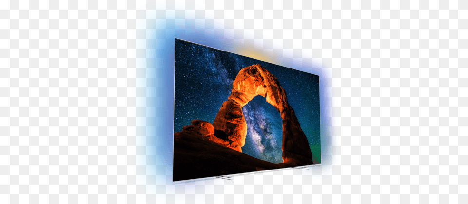 Android Tv 4k Oled Uhd Philips Serie Oled 8 Con Ambilight Philips 803 Oled, Arch, Architecture, Outdoors, Night Free Png Download