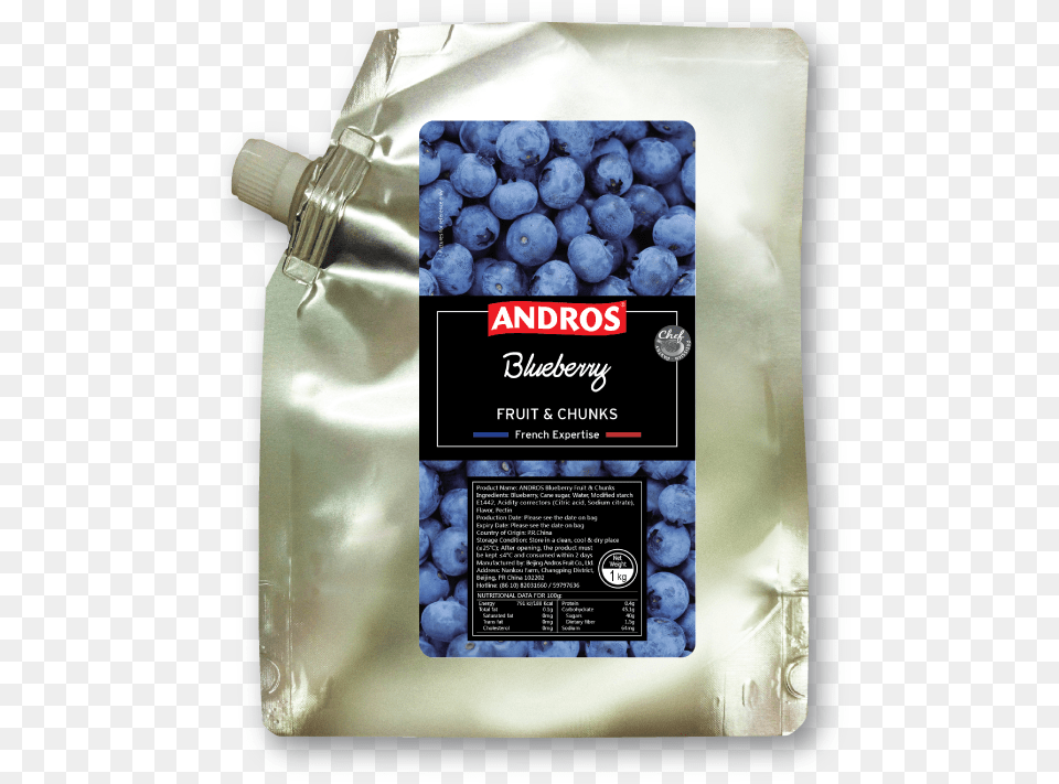 Andros Blueberry Fruit Chunks Doypack 1 Kg Andros Fruit And Chunks, Berry, Food, Plant, Produce Free Png Download