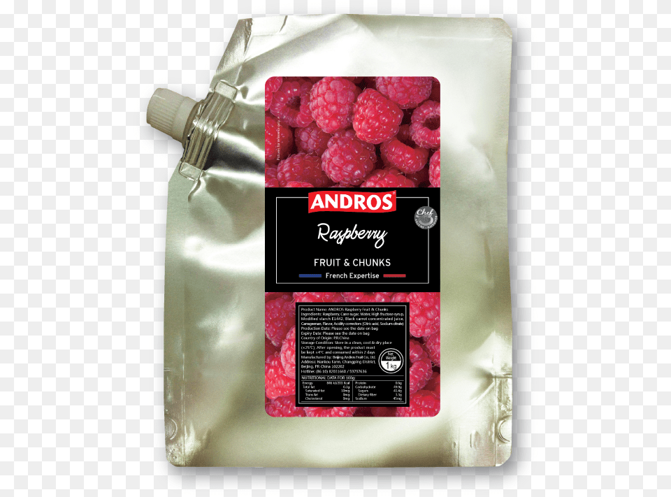 Andros Raspberry Fruit Chunks Doypack, Berry, Food, Plant, Produce Free Png Download