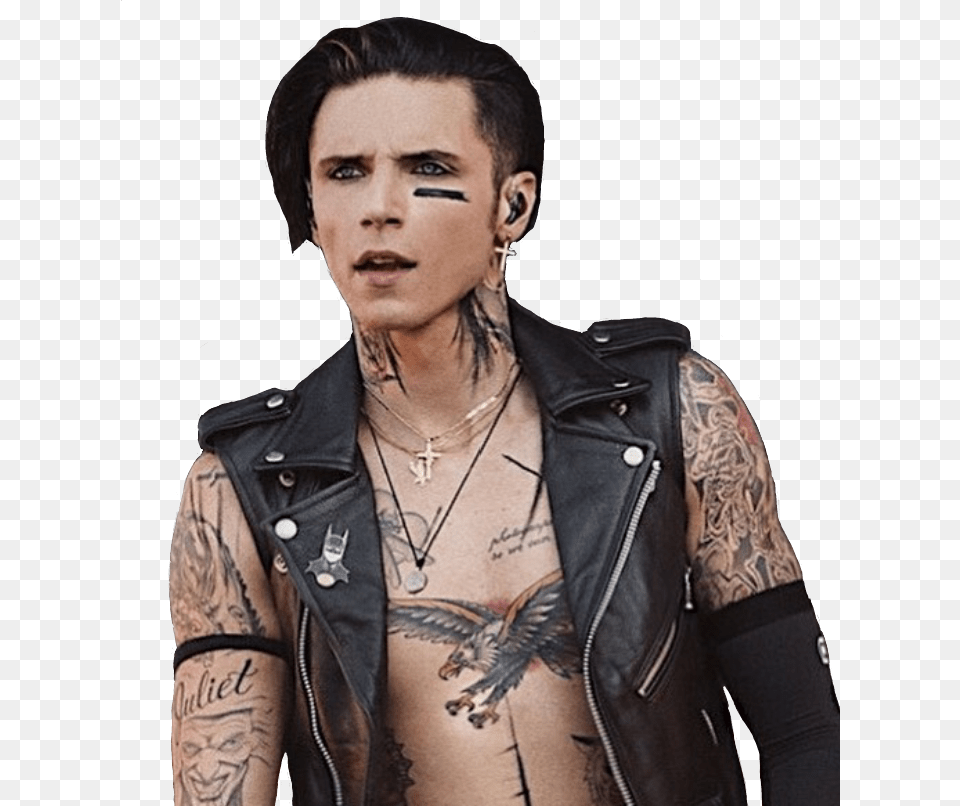 Andy Andybiersack Andysixx Andyblack Leather Jacket, Tattoo, Skin, Clothing, Coat Free Transparent Png