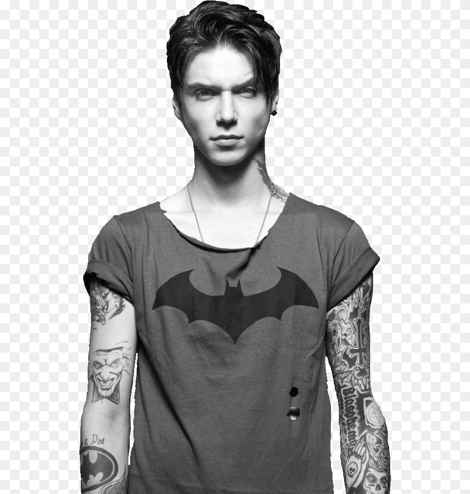 Andy Biersack Andy Black, Tattoo, T-shirt, Clothing, Skin Free Png Download