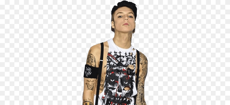 Andy Biersack Tatto Sleave, Skin, Clothing, Person, Vest Free Png