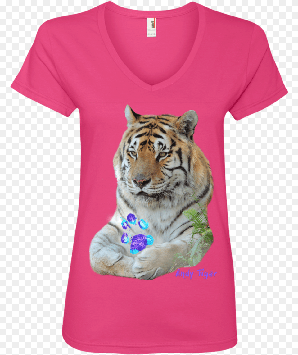 Andy Tiger Paw Print Ladies Siberian Tiger, Clothing, T-shirt, Animal, Mammal Free Transparent Png