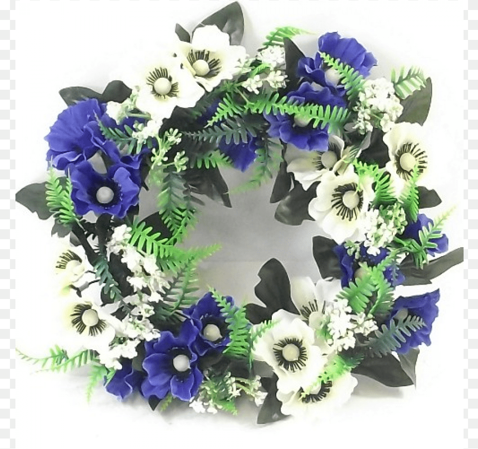 Anemone Amp Fern Wreath Style Arrangement Wreath, Flower, Flower Arrangement, Plant, Cake Free Png Download