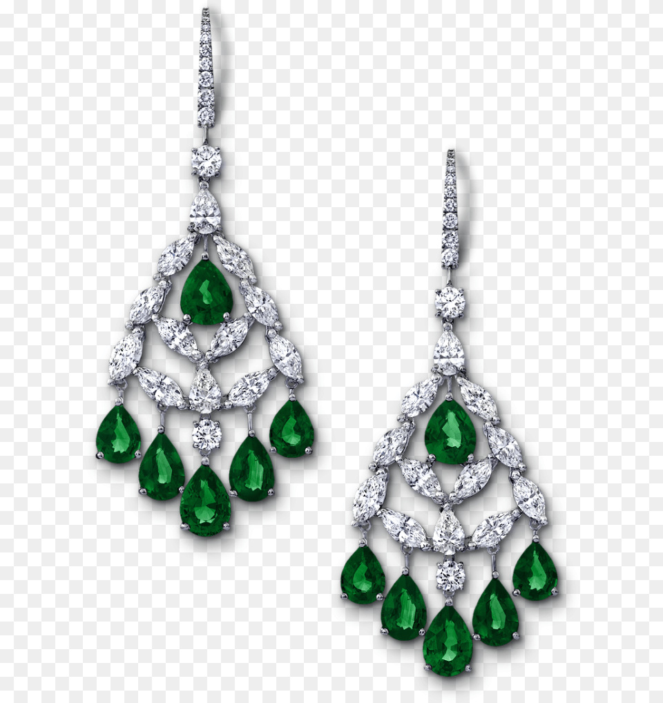Angara Chandelier Emerald Dangle Earrings With Diamond File Diamond Earrings, Accessories, Earring, Gemstone, Jewelry Free Png Download
