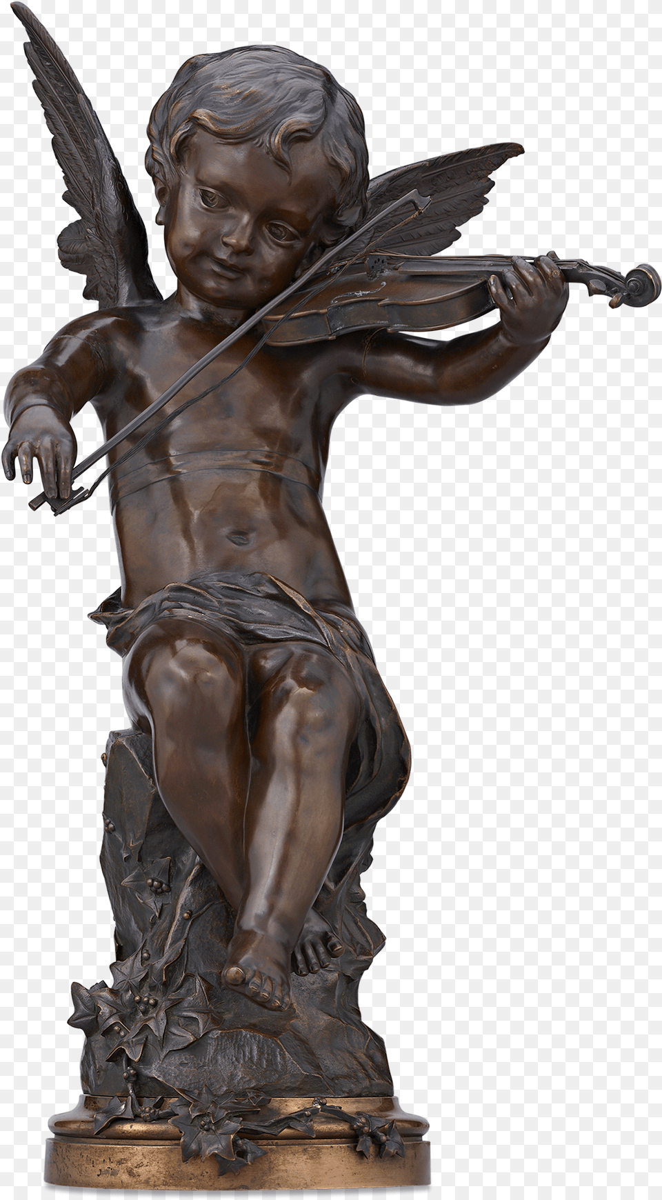 Ange Jouant Du Violin By Gaston Leroux, Bronze, Person, Face, Head Png