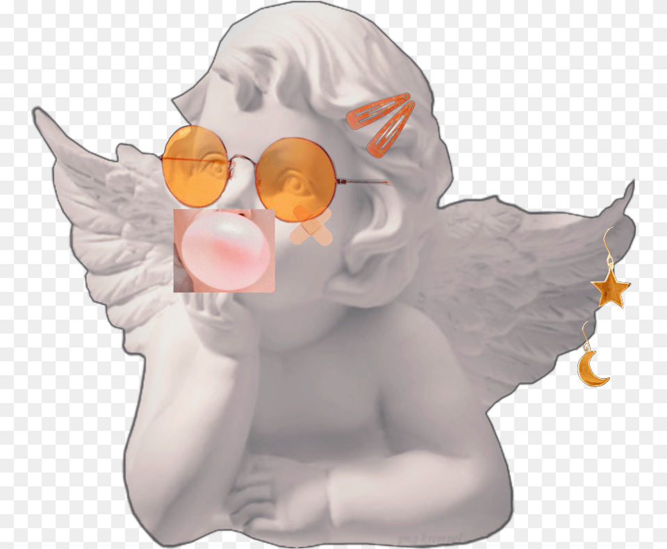 Angel Aesthetic Angelbaby Cherub Angelaesthetic Baby Angel Statue Aesthetic, Person, Face, Head Png