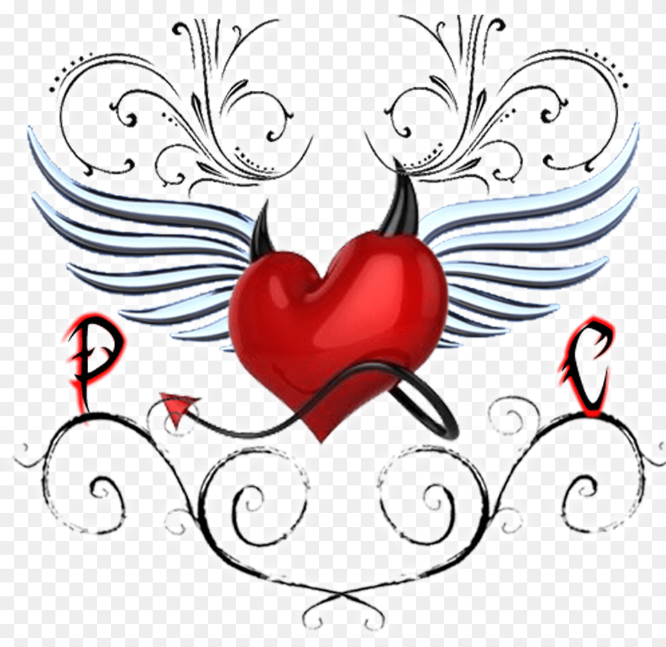 Angel Amp Devil Management Corazon Con Alas Aureola Y Cuernos, Symbol Png Image