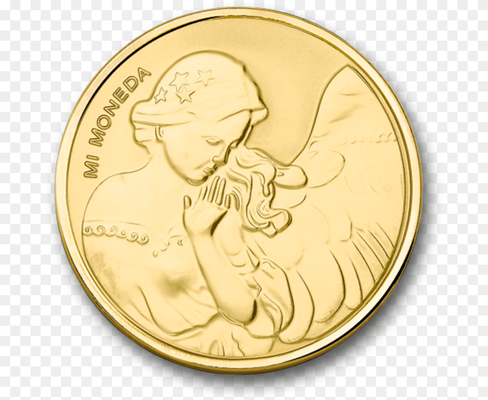 Angel Amp Heart Gold Plated L Cash, Face, Head, Person, Coin Png Image