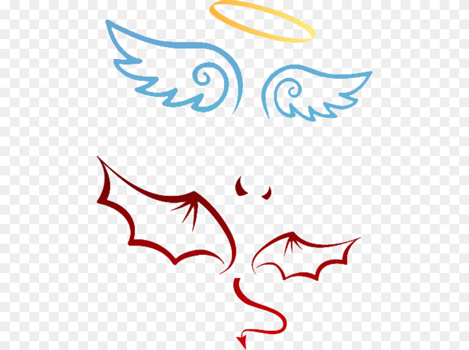 Angel And Devil Amor Angel And Demon Line Art, Animal, Dinosaur, Reptile Png